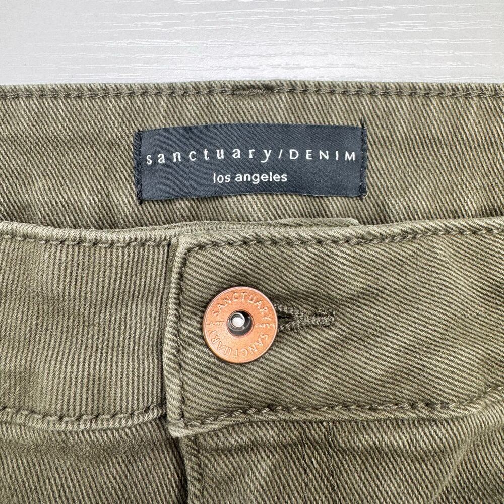 NWOT Sanctuary Denim The Marine Wide Leg Crop Jeans 29 Army Green Patch Pocket - Picture 13 of 16